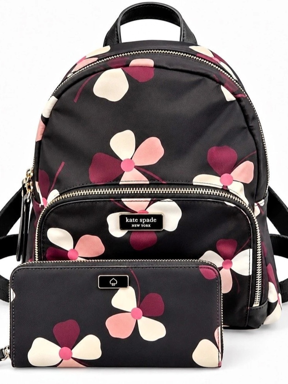 Kate Spade Dawn Medium Backpack Dusk Buds Floral + Matching Wallet